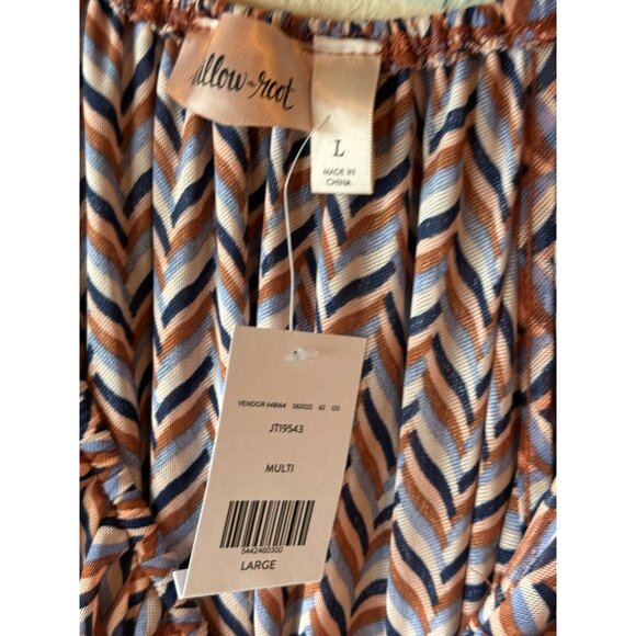 Chevron Off-Shoulder Poncho body Suit L Willow Root Chiffon READ - Picture 7 of 8